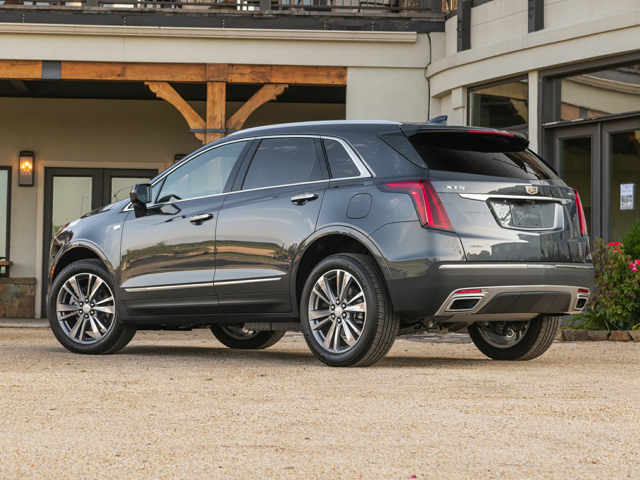 A gray Cadillac XT5 parked outside